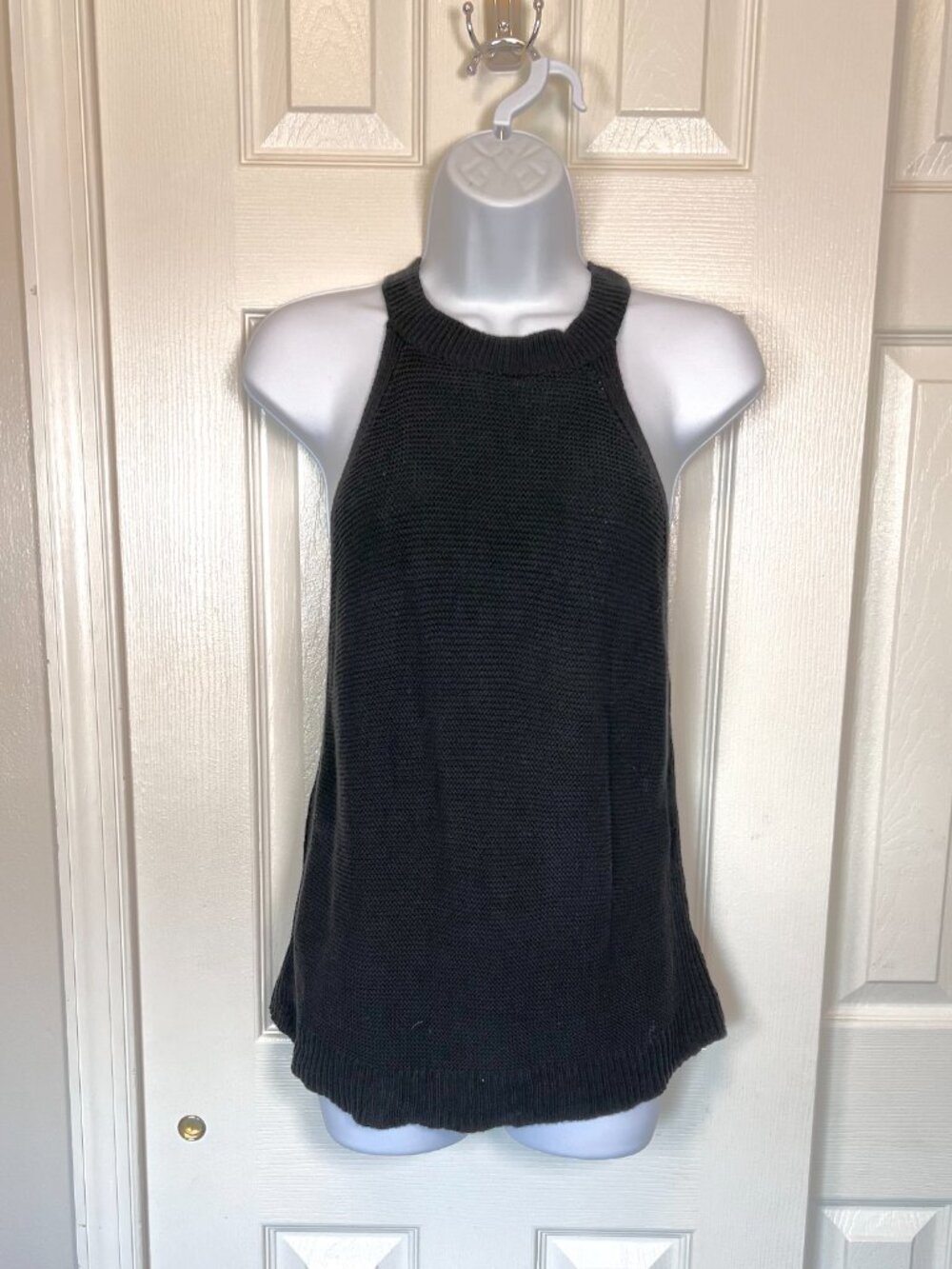 Banana Republic Factory Chunky Knit Halter Top Black Size XS 100% Cotton